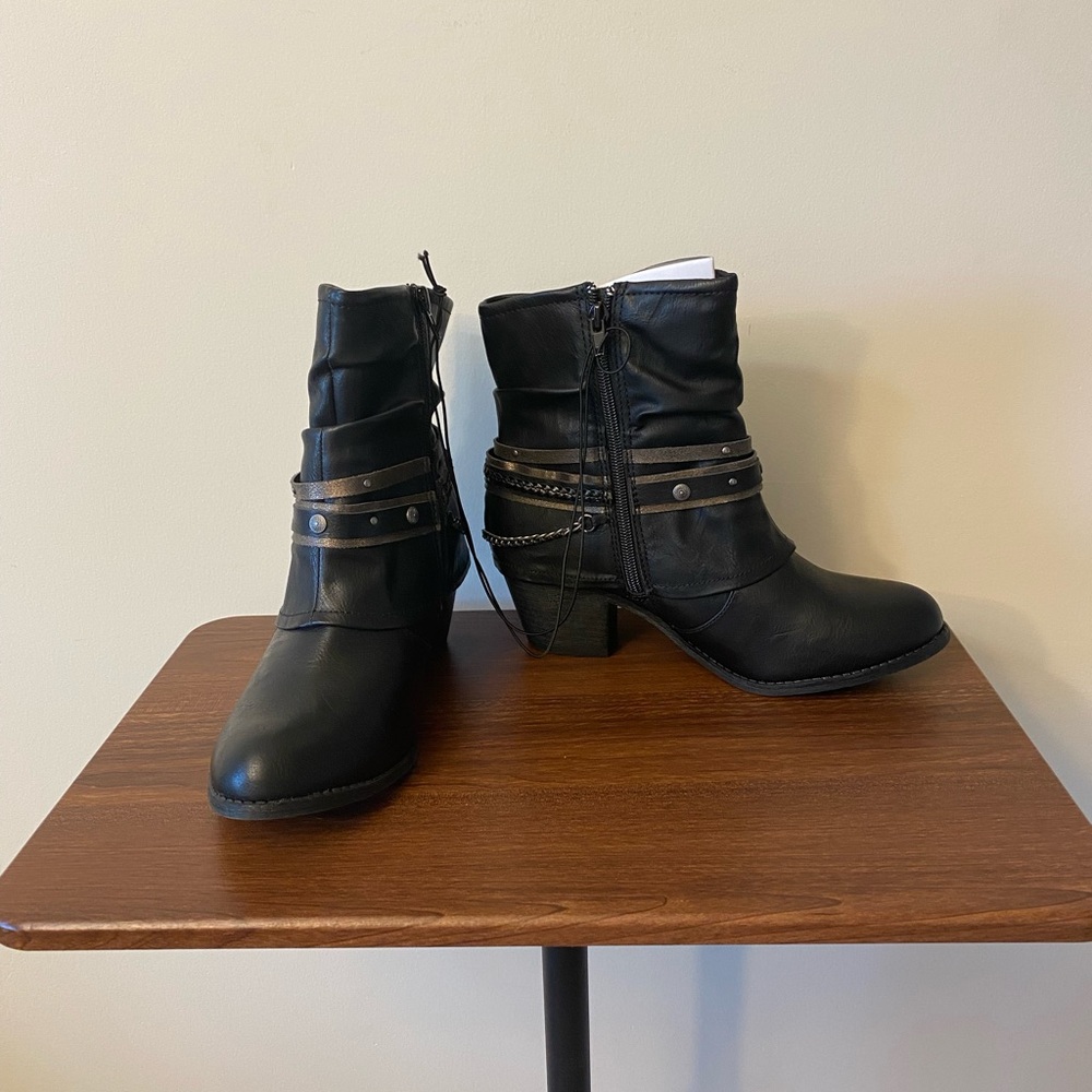 Pop Womens Lantern Block Heel Booties Size 8